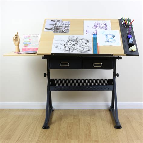 Adjustable Drawing Board Drafting Table With Stool Craft Architect Desk