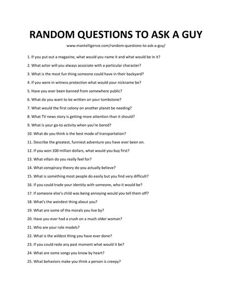43 Random Questions To Ask A Guy Spark Great Conversations Fun