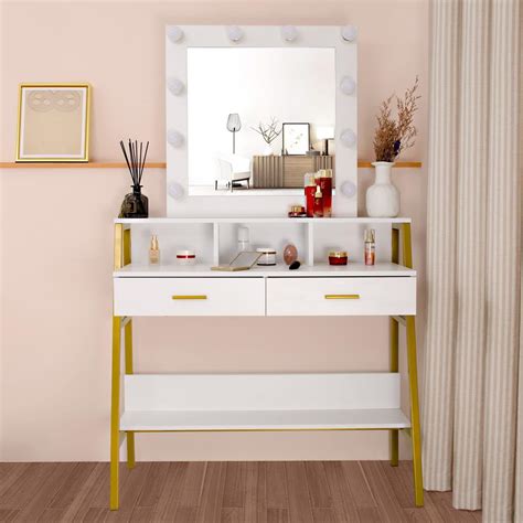 Cheap makeup vanity mirrored dressering table. Ktaxon Vanity Table with Lighted Mirror,Wood Makeup Vanity ...