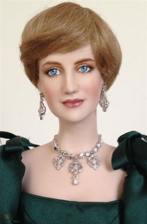 Princess Diana Franklin Mint Porcelain Doll Repainted Ooak Green Satin