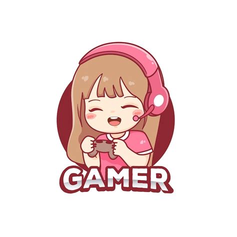 Premium Vector Cute Kawaii Gamer Girl Cartoon Playing Game Console