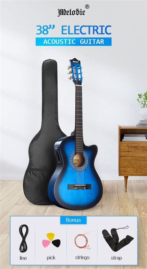 Melodic Blue 38 Inch Electric Acoustic Guitar Classical Cutaway 6