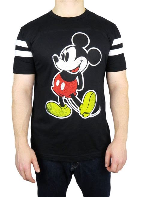Disney Mickey Mouse Varsity Football Tee Medium Black Nuevas