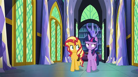 Image Sunset Shimmer Walking With Princess Twilight Egffpng My