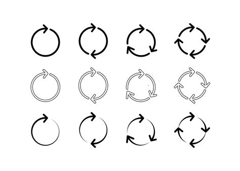 Set Of Black Circle Arrows Circular Loop Icon Refresh Reload
