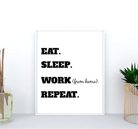 Eat Sleep Work Repeat Print Quote Wall Art Download Etsy