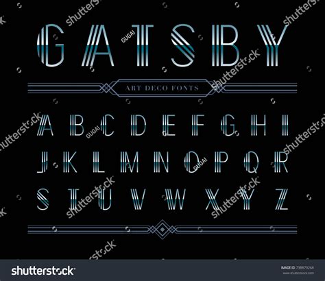 Vektor Stok Vector Gatsby Font Alphabet Condensed Letters Tanpa