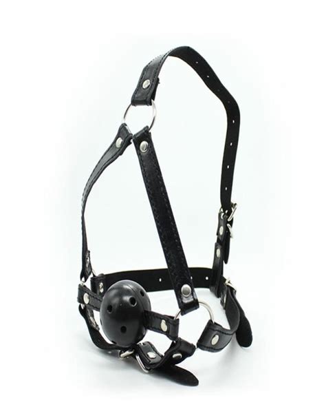 Full Face Leather Ball Gag Wearing Open Mouth Plug Sextoys Adults For