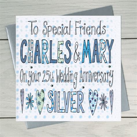 Personalised Silver Wedding Anniversary Card By Claire Sowden Design