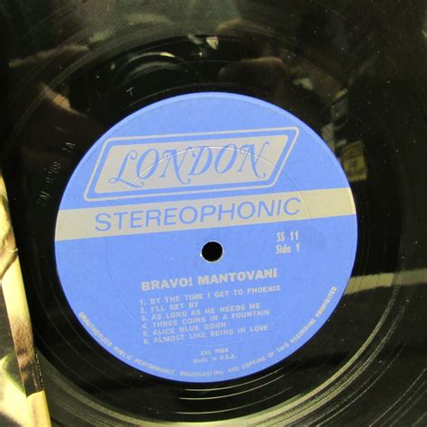 33 Rpm Lp Record Mantovani Bravo Mantovani London Records Ss 11 Vg