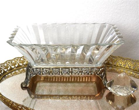 Vintage Crystal Bowl With Silver Plate Stand By F B Rogers Silver Co