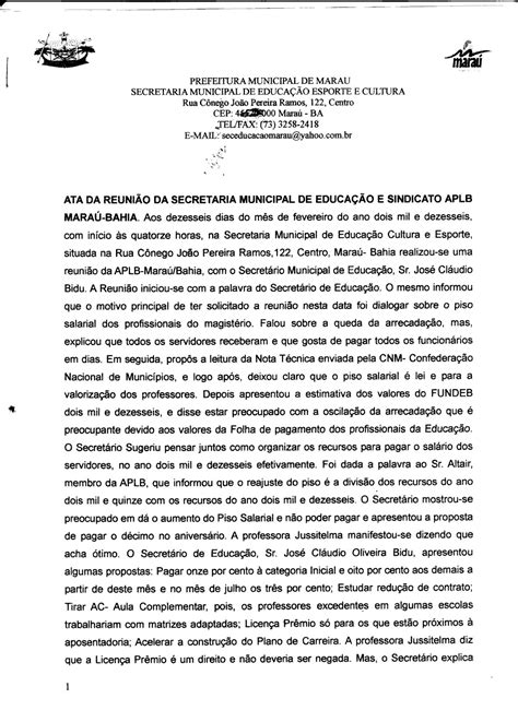 Ata De Reunião Escolar Com Pais