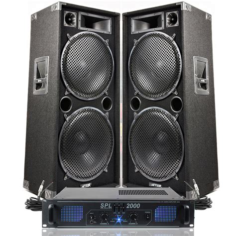 Dual 15 Complete Dj Pa Party Disco Speakers Amplifier Band Sound