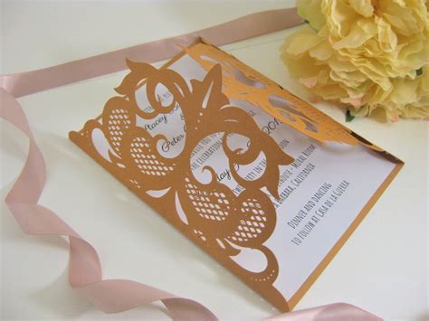 Set Swirl Lace Wedding Invitation Gate Fold Envelope A7 5x7 Rsvp Card