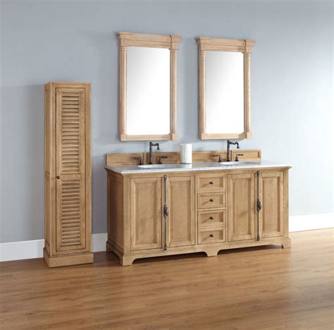 72 Inch Providence Natural Oak Double Sink Vanity Rustic Bathroom