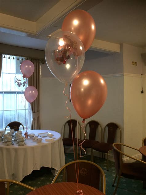 Rose Gold Balloons With Clear Confetti Filled Balloons Create The
