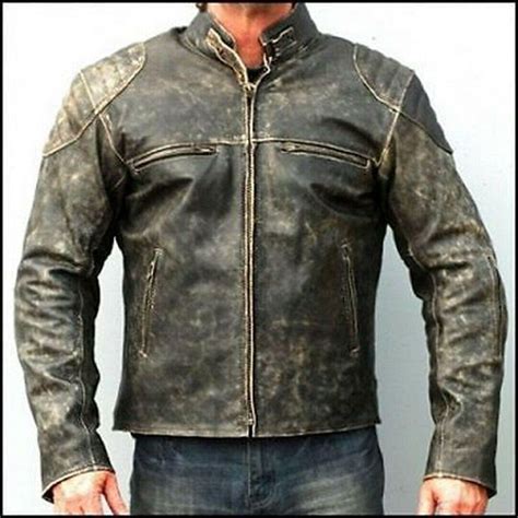 Men S Café Racer Cowhide Distressed Leather Biker Jacket In 2021 Distressed Leather Jacket