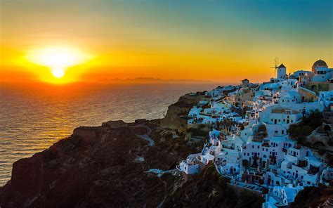 Sunset Oia Santorini Greece Wallpaper 1920x1200 32158