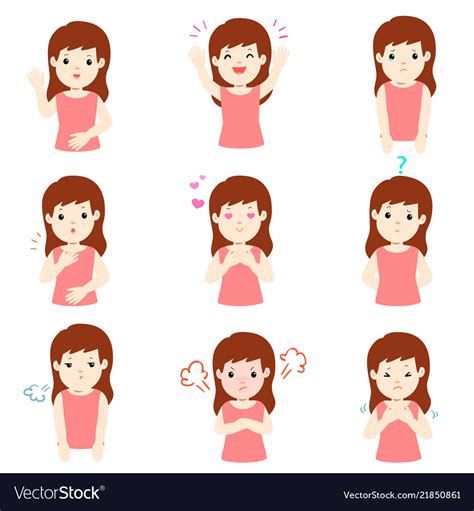 Girl Emotion Faces Cartoon Vector Illustration Vector Art At The Best