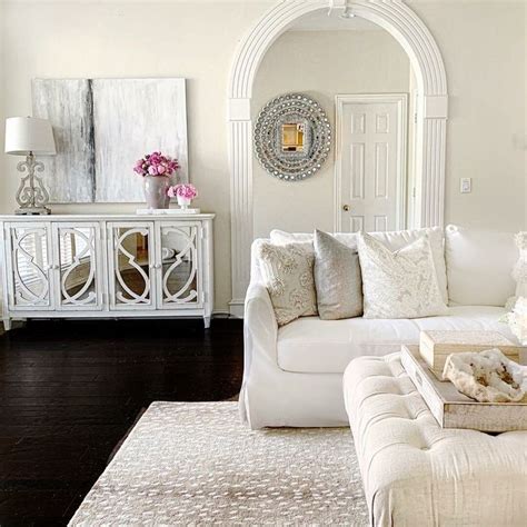 In short, it's a room built for doing your hair and makeup, getting dressed, and lounging around. Glam Living Room Design #glam | Hardwood floors dark, Glam ...