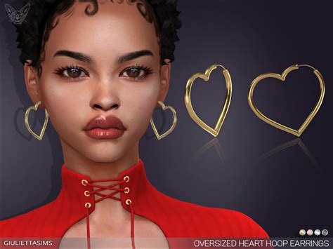 Sims 4 Oversized Heart Hoop Earrings By Feyona At Tsr The Sims Book