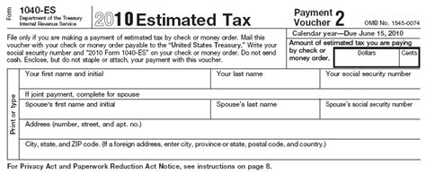 Form 1040 Es Estimated Tax For Individuals