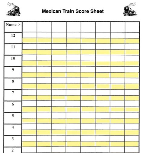 Printable Pdf Mexican Train Score Sheet