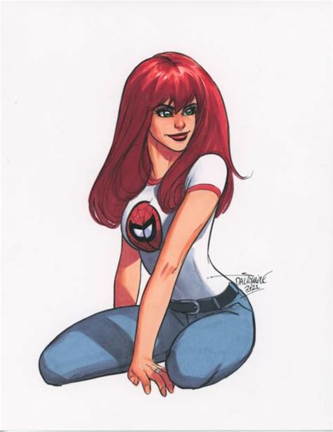 Mary Jane Mj Spiderman Girl Sexy Busty Original Sketch Pinup Daikon