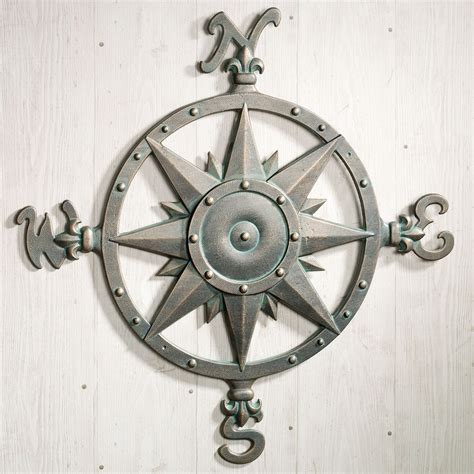 Indoor Outdoor Nautical Compass Metal Wall Art