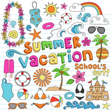 Summer Vacation Cartoon Elements Vector Cartoon Free Vector Free Download