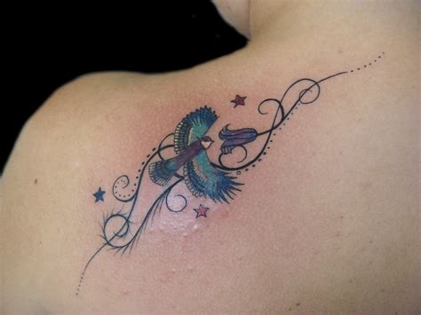 Jay Bird Blue Bell Flower And Pattern Tattoo Miguel