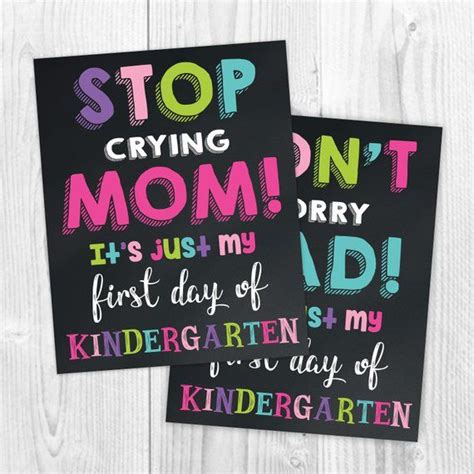 Stop Crying Mom And Dad Signs Set Printable School Signs Kindergarten
