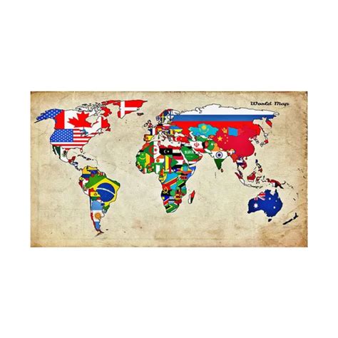 Large Map Of The World Poster 61x91cm Flags Wall Print Brand New £19
