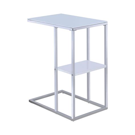 Buy Coaster 904018 Snack Table In Chrome White Glass Metal Online