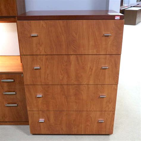 36 Wide Cherrysilver Modern Lateral 4 Drawer File Office Furniture