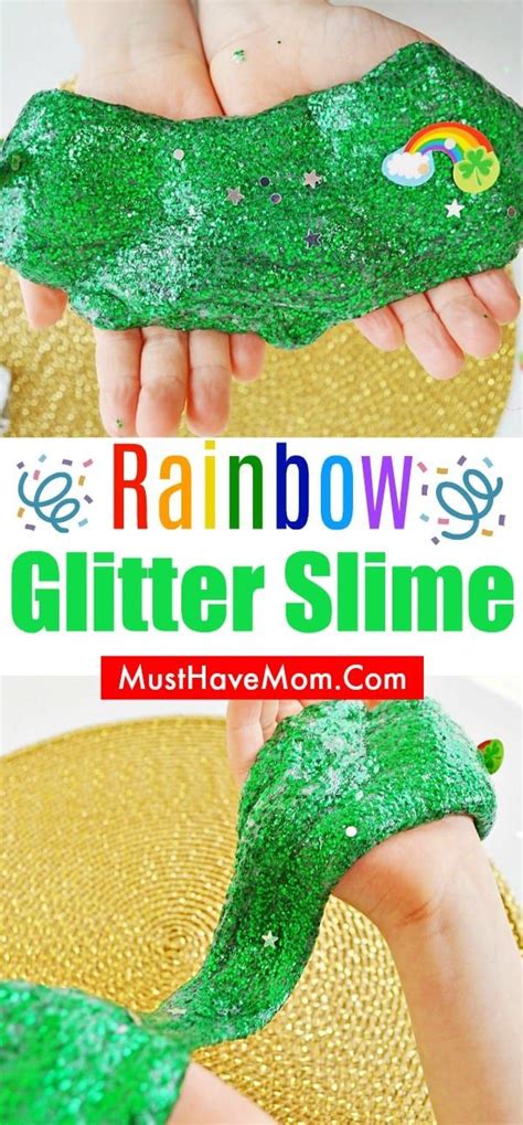 How To Make Easy Rainbow Glitter Slime Using Green Glitter Baking Soda
