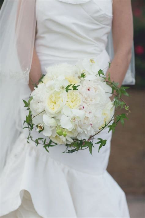 White garden roses wedding bouquet. White Rose and Peony Bouquet