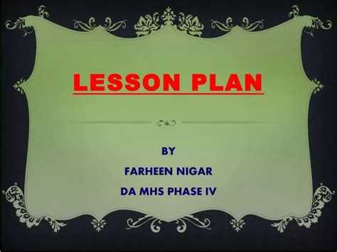Ppt Lesson Plan Powerpoint Presentation Free Download Id4535686