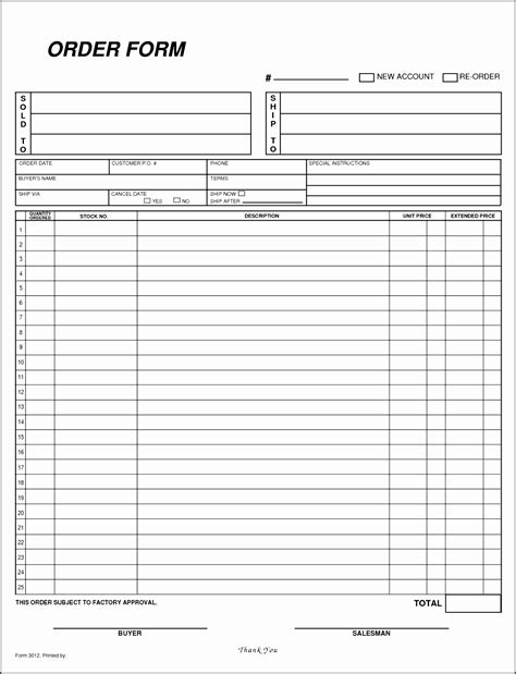 Generic Work Order Form Printable Repair Orders Template Charlotte