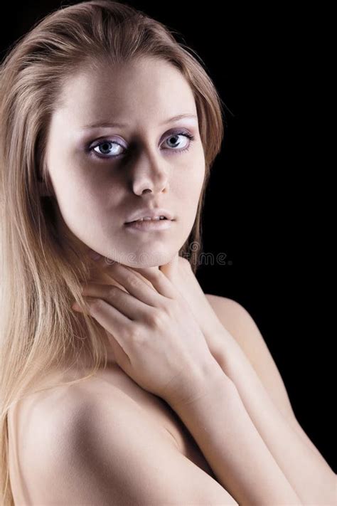 Naked Girl In Hessian Sit In Dark Stock Image Image Of Cute Female
