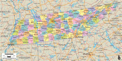 Printable Map Of Tennessee Counties And Cities Free Printable Maps