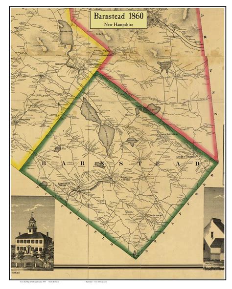 Barnstead New Hampshire 1860 Old Town Map Custom Print Belknap Co