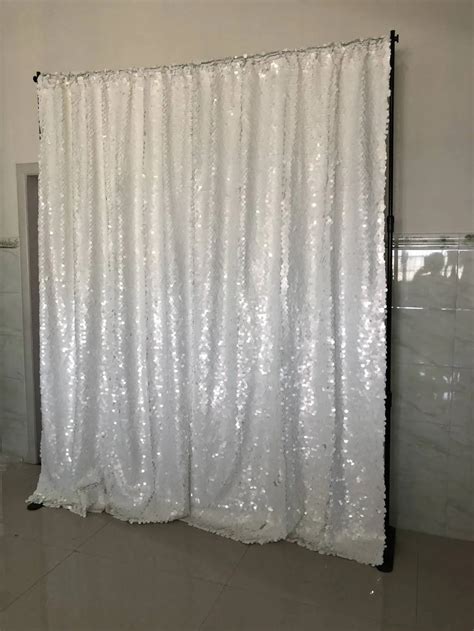 White Color Seamless 8ft Large Sequin Photo Booth Backdrop Wedding