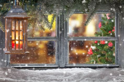 Atmospheric Christmas Window Sill Decoration Stock Photo Image Of
