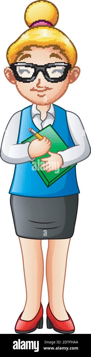 Vector Illustration Of Cartoon Woman Teacher Standing Stock Vector