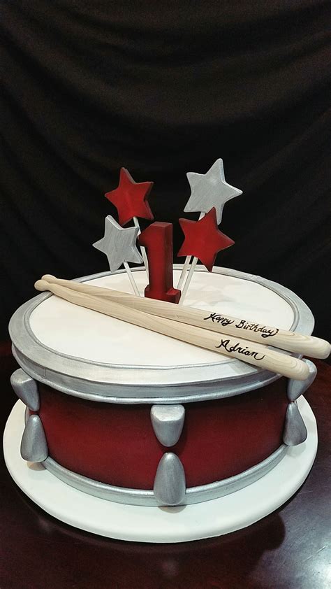 Drum Birthday Cake Fondant Drumsticks And Stars Drum Birthday Cakes