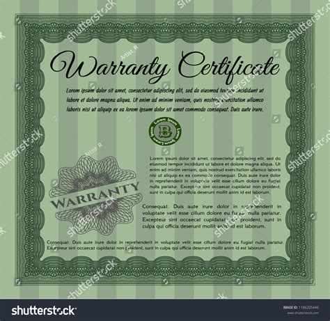 Green Vintage Warranty Certificate Template Royalty Free Stock