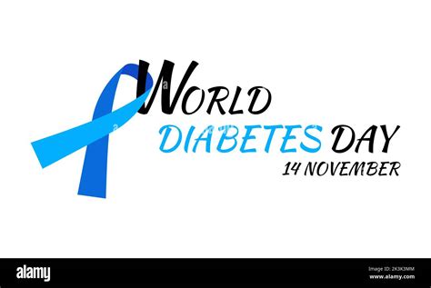 World Diabetes Day Banner Poster With Blue Ribbon Awareness And Text