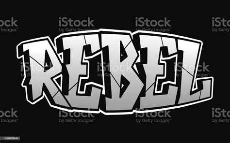 Rebel Word Graffiti Style Lettersvector Hand Drawn Doodle Cartoon Logo