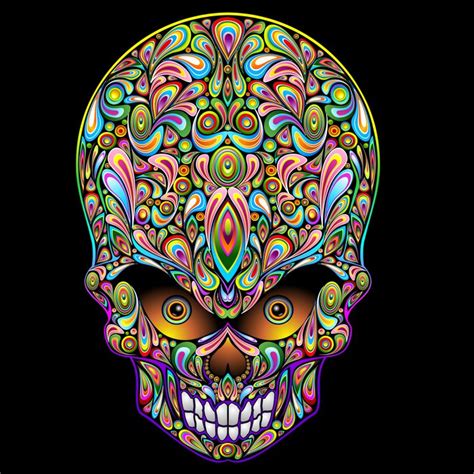 Psychedelic Skull Art Design Art Print By Bluedarkart Society6
